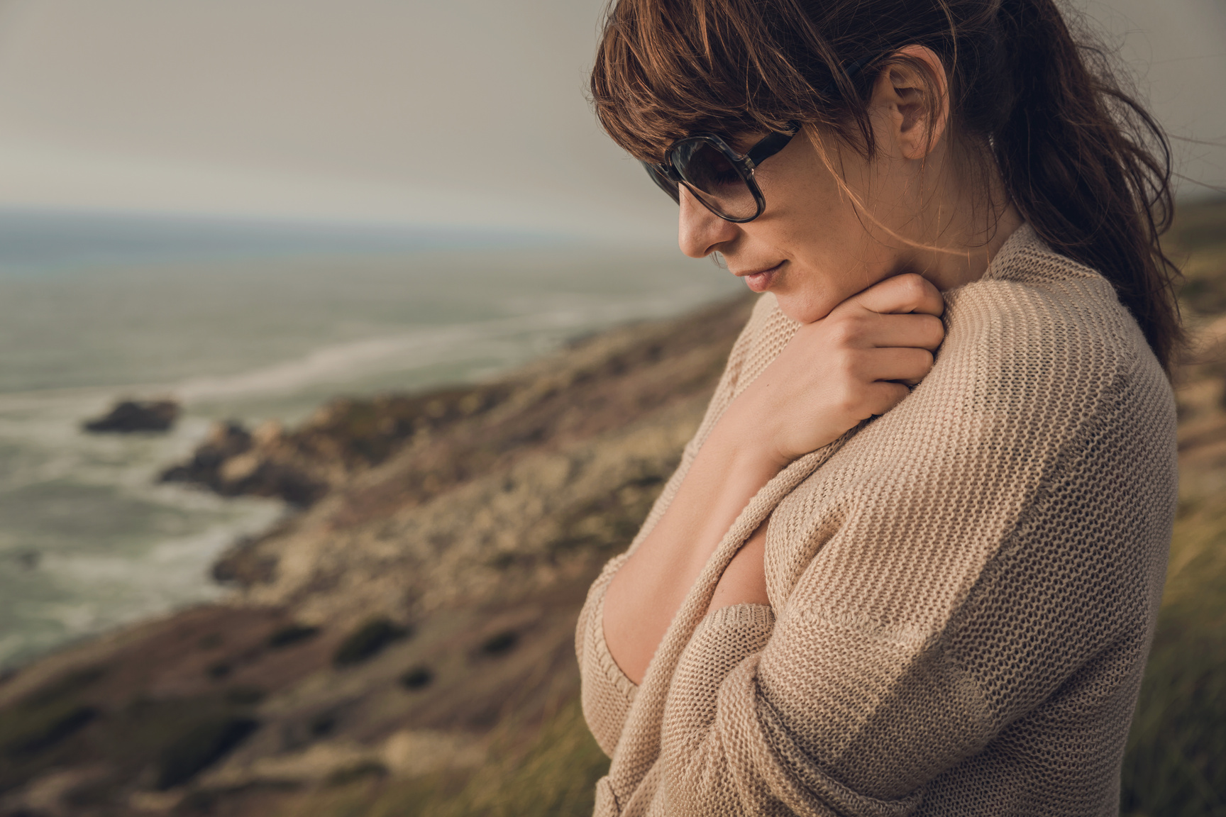 Calm Woman in a Cliff